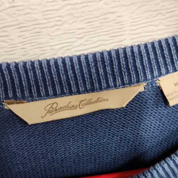 Paradise Collection Men's M Faded Blue Sweater 100% Cotton New - Picture 3 of 7